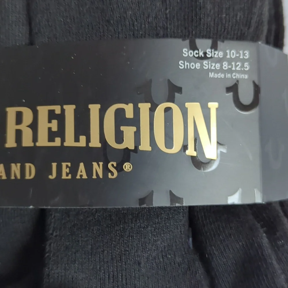 True Religion Brand Jeans Men's Half Cushion Cuts 12 Pack Black Socks Sz 10-13